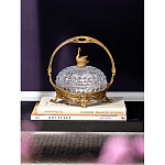 Конфетница из прозрачного рельефного стекла с ручкой и фигуркой лебедя Eden Garden варинант исполнения - 4 | Loft Concept в Костроме