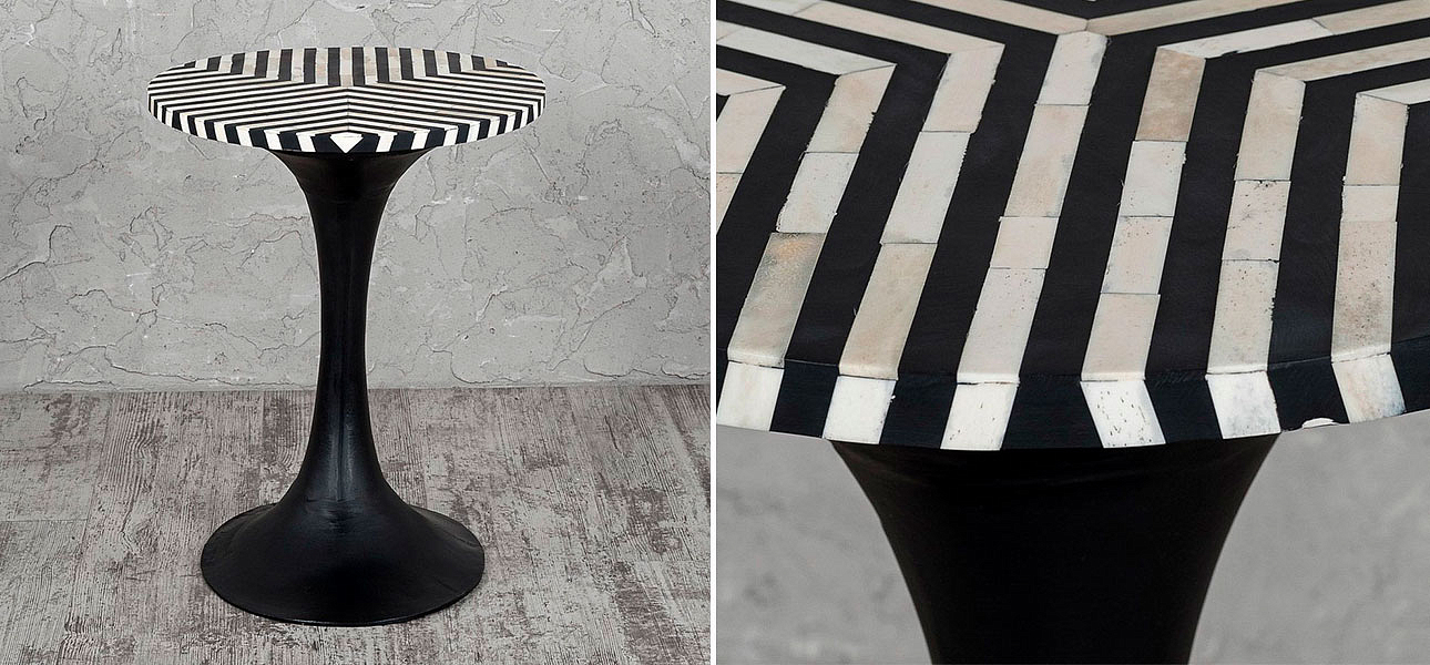 Столик круглый с черно-белой столешницей Black Bruce - Loft-Concept в Костроме