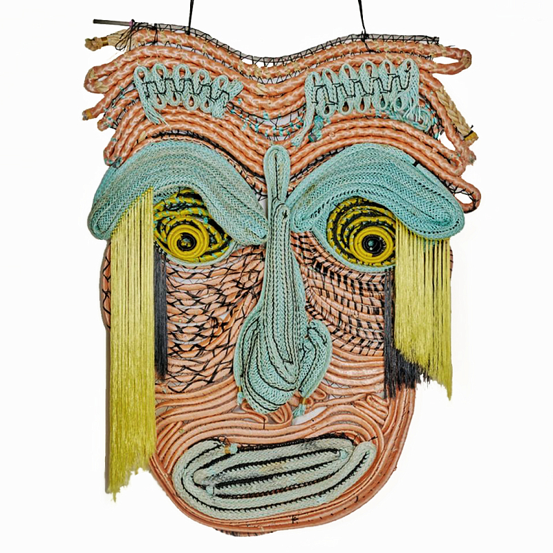 Арт-Объект из нитей Абстрактный портрет Joana Schneider  Бирюзовый Желтый в Костроме | Loft Concept 