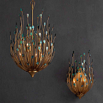 Бра настенное золотое с декором из бирюзовых элементов Peacock Tail варинант исполнения - 4 | Loft Concept в Костроме