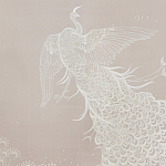 Обои ручная роспись в стиле Арт-деко Whistler Peacocks Special Colourway on Almost Mauve dyed silk варинант исполнения - 1 | Loft Concept в Костроме