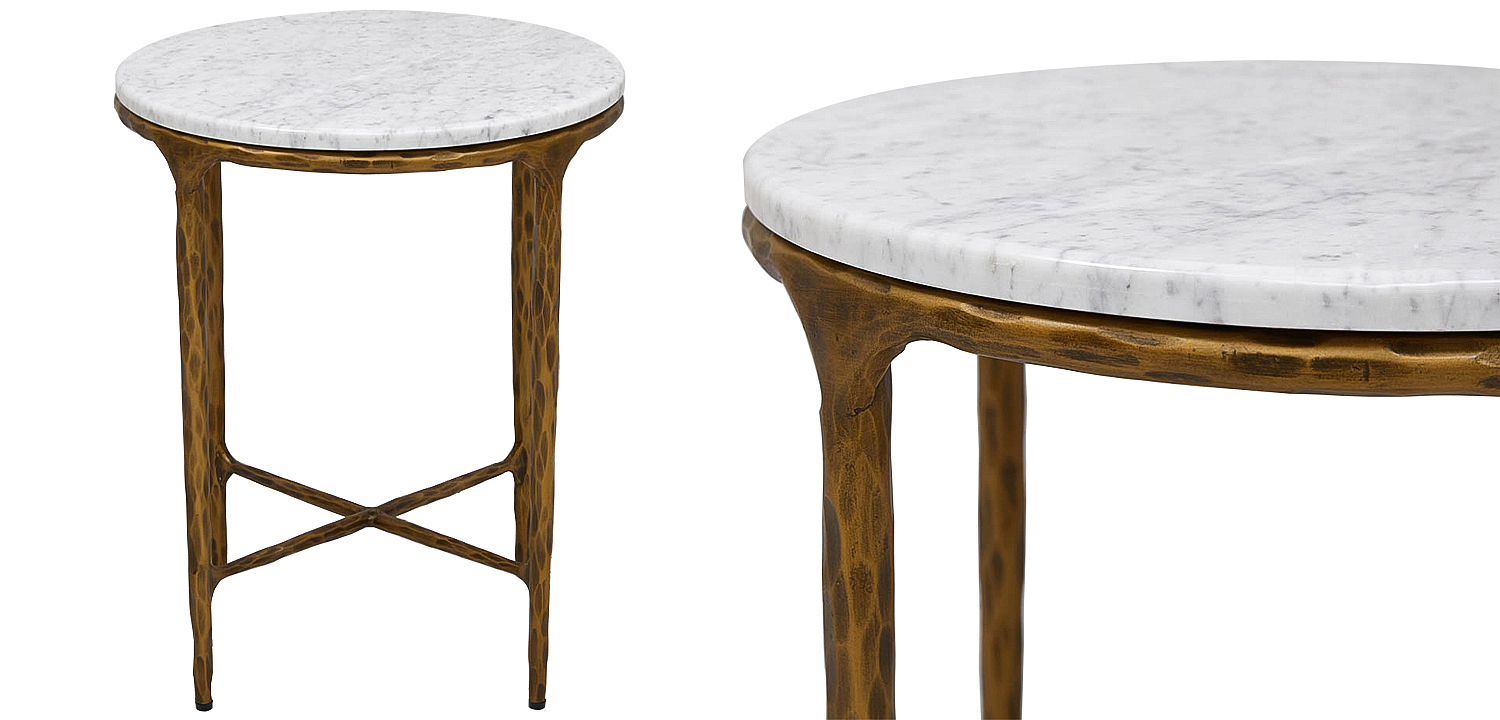 Приставной стол круглый с мраморной столешницей Randy Marble Round Coffee Table Приставной стол круглый с мраморной столешницей Randy Marble Round Coffee Table - Loft-Concept в Костроме