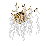 Бра золотого цвета с ветвями и белыми овальными стеклянными подвесками Droplet Chandelier варинант исполнения - 1 | Loft Concept в Костроме