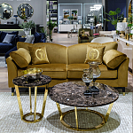 Стол журнальный коричневый на золотом основании Symphony of the Earth варинант исполнения - 3 | Loft Concept в Костроме