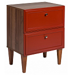 Тумба прикроватная красная из массива бука с 2-мя ящиками Wenge Light варинант исполнения - 1 | Loft Concept в Костроме