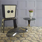 Дизайнерский журнальный столик с круглой столешницей на золотых ножках Risenbix варинант исполнения - 1 | Loft Concept в Костроме