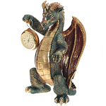 Часы в виде дракона Green Dragon Gold Mask with Clock варинант исполнения - 1 | Loft Concept в Костроме