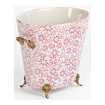 Кашпо из белого фарфора с розовым цветочным орнаментом Eden Garden варинант исполнения - 2 | Loft Concept в Костроме