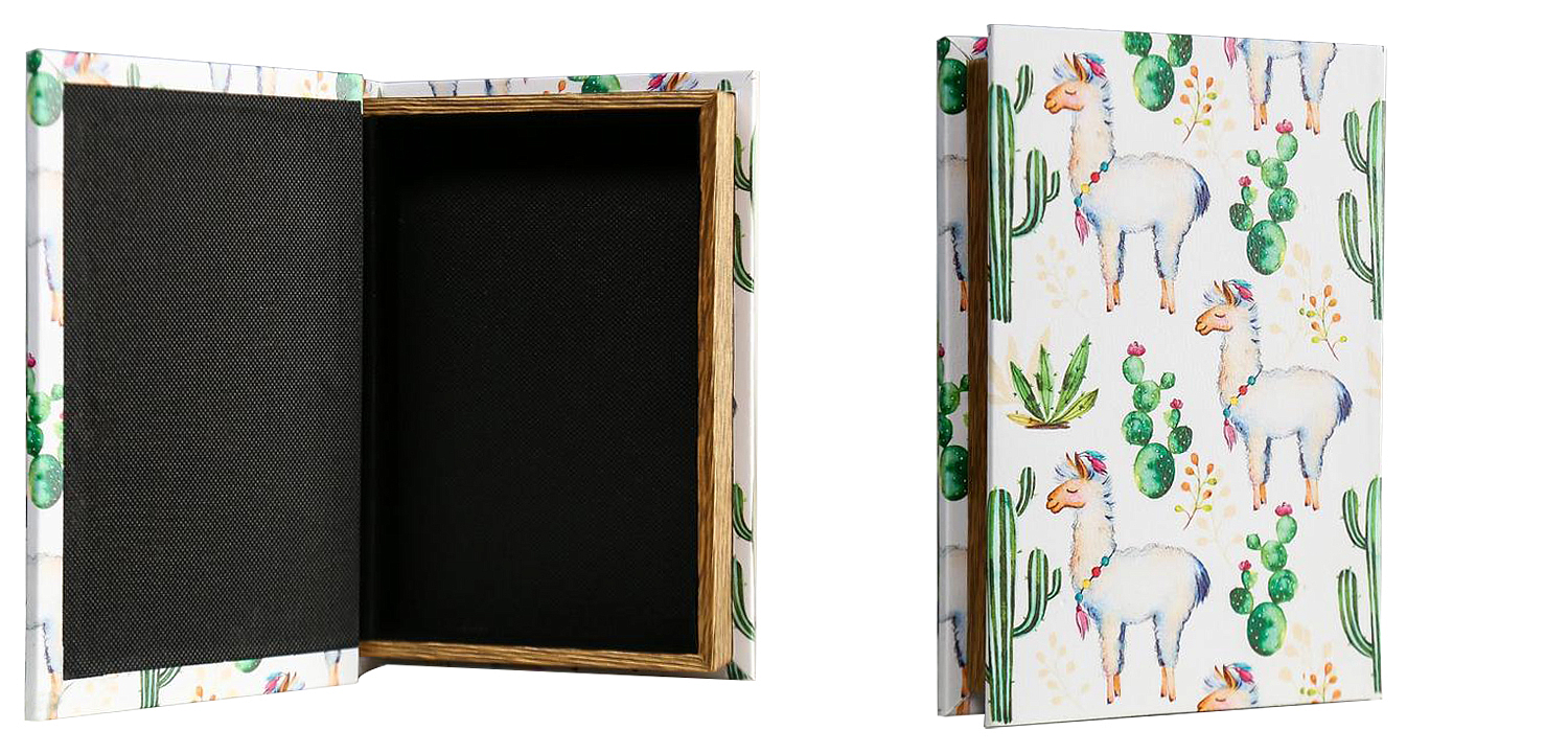 Шкатулка-книга Funny Llama and Cactus Mirror Book Box Шкатулка-книга Funny Llama and Cactus Mirror Book Box - Loft-Concept в Костроме