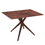 Стол обеденный с коричневой прямоугольной столешницей из керамики на четырех пластиковых ножках Brown Ceramics варинант исполнения - 1 | Loft Concept в Костроме