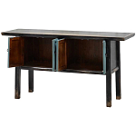Деревянная консоль в китайском стиле с дверцами голубая Qin Console Table Blue варинант исполнения - 3 | Loft Concept в Костроме
