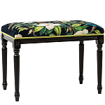 Банкетка из натурального бука черная с изображением птиц и цветов Blooming Birds2 варинант исполнения - 1 | Loft Concept в Костроме