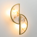 Бра с двумя полукруглыми плафонами из искусственного алебастра в бронзовой оправе Marbella варинант исполнения - 3 | Loft Concept в Костроме