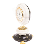 Часы настольные бронзовые из натуральных камней Мрамор и Змеевик Stone Clock варинант исполнения - 2 | Loft Concept в Костроме