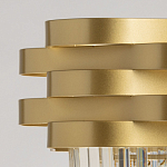 Люстра цвета матового золота с металлическими лентами и длинными прозрачными подвесками Gilded Waves варинант исполнения - 7 | Loft Concept в Костроме