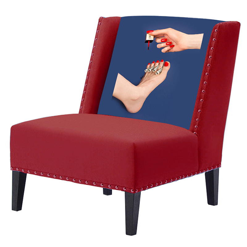 FUN Armchair "Pedicure" Red Дизайнерское кресло с цветным принтом Бургундский красный Сапфирово-синий FUN Armchair "Pedicure" Red Дизайнерское кресло с цветным принтом Бургундский красный Сапфирово-синий в Костроме | Loft Concept