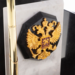 Настольный письменный набор из мрамора и змеевика с гербом России Marble Accessory варинант исполнения - 3 | Loft Concept в Костроме