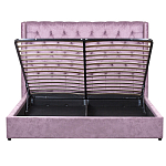 Кровать двуспальная фиолетовая с основанием из массива дерева с мягким изголовьем Velour Beds варинант исполнения - 3 | Loft Concept в Костроме
