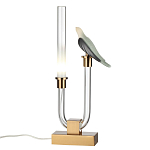 Настольная лампа с прозрачной трубкой и декоративной фигуркой птицы на бронзовой подставке Ganthea варинант исполнения - 2 | Loft Concept в Костроме