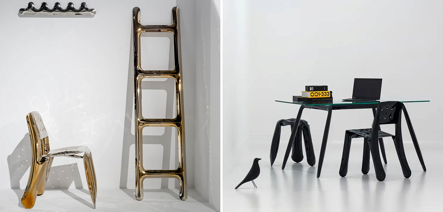 Стул Chippensteel 0.5 Polished Gold Glossy Color Carbon Steel Seating by Zieta Стул Chippensteel 0.5 Polished Gold Glossy Color Carbon Steel Seating by Zieta - Loft-Concept в Костроме