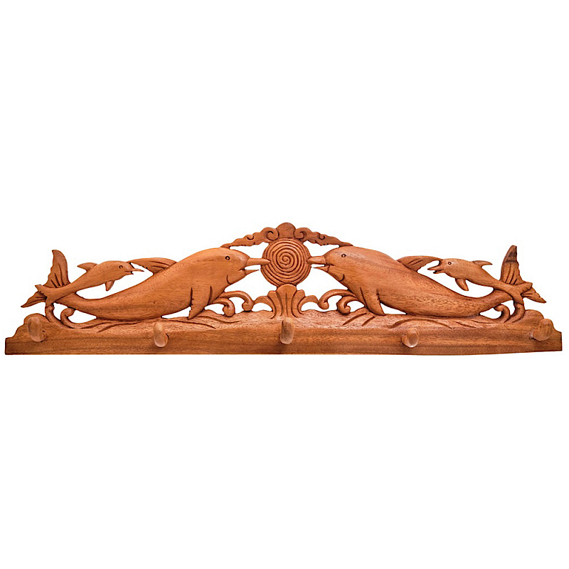Панно-вешалка из дерева дельфины Panel With Animals Коричневый в Костроме | Loft Concept 