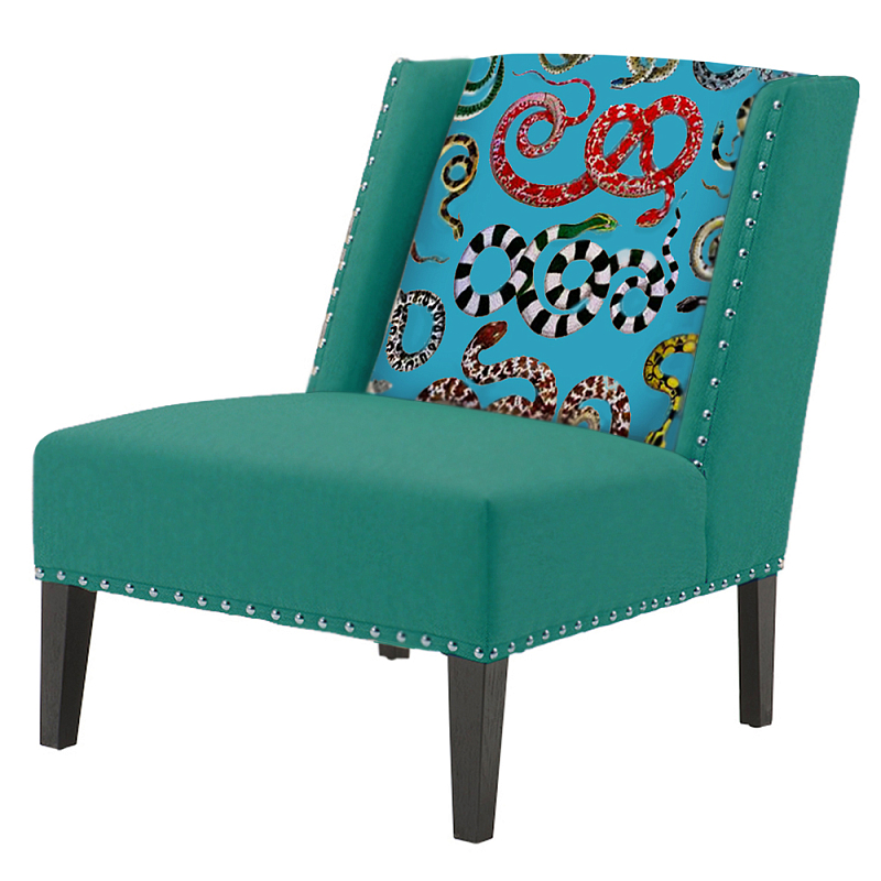 FUN Armchair Snakes Turquoise Дизайнерское кресло с цветным принтом Бирюзовый FUN Armchair Snakes Turquoise Дизайнерское кресло с цветным принтом Бирюзовый в Костроме | Loft Concept