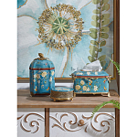 Салфетница прямоугольная голубого цвета с цветами и бабочками Blue Garden варинант исполнения - 2 | Loft Concept в Костроме