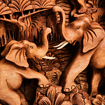 Панно из дерева пять слонов Panel With Animals варинант исполнения - 4 | Loft Concept в Костроме