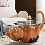 Дизайнерский журнальный стол с основанием в виде кота Bivan варинант исполнения - 1 | Loft Concept в Костроме
