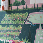 Обои ручная роспись Mahal Garden Original colourway on blue painted Xuan paper варинант исполнения - 4 | Loft Concept в Костроме