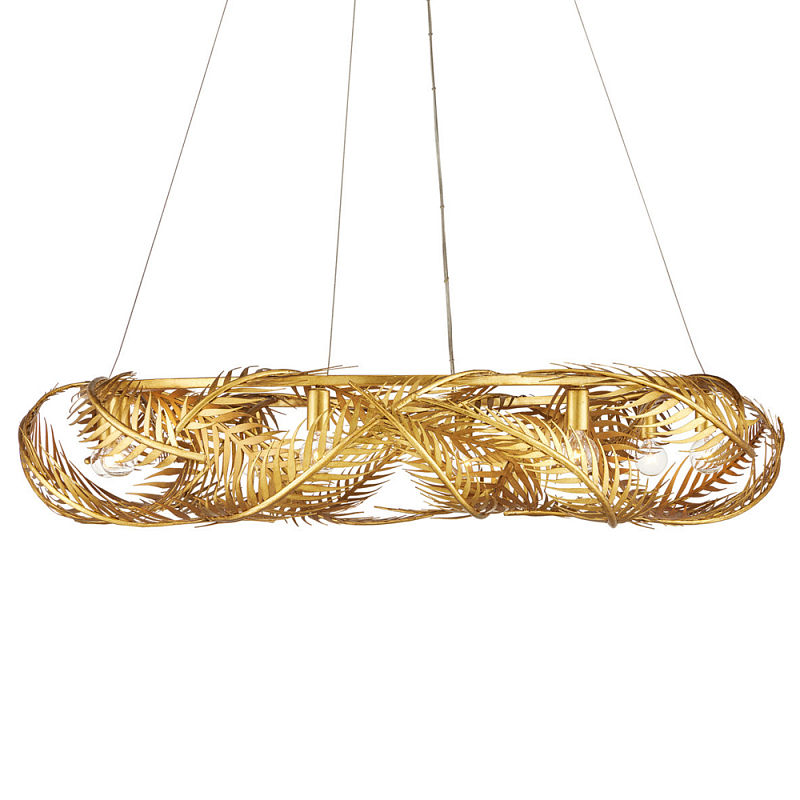 Люстра круглая с декором из золотых пальмовых листьев Graceful Palm Branch Золотой Люстра круглая с декором из золотых пальмовых листьев Graceful Palm Branch Золотой в Костроме | Loft Concept