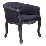 Кресло низкое в стиле прованс Черный Лен Louis French Armchair  варинант исполнения - 1 | Loft Concept в Костроме