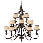 Люстра бронзового цвета с бежевыми абажурами из органзы в классическом стиле Hinkley варинант исполнения - 1 | Loft Concept в Костроме