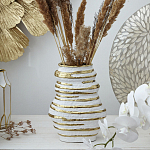 Ваза белая с рельефной поверхностью и золотыми полосами Vase Beehive варинант исполнения - 5 | Loft Concept в Костроме