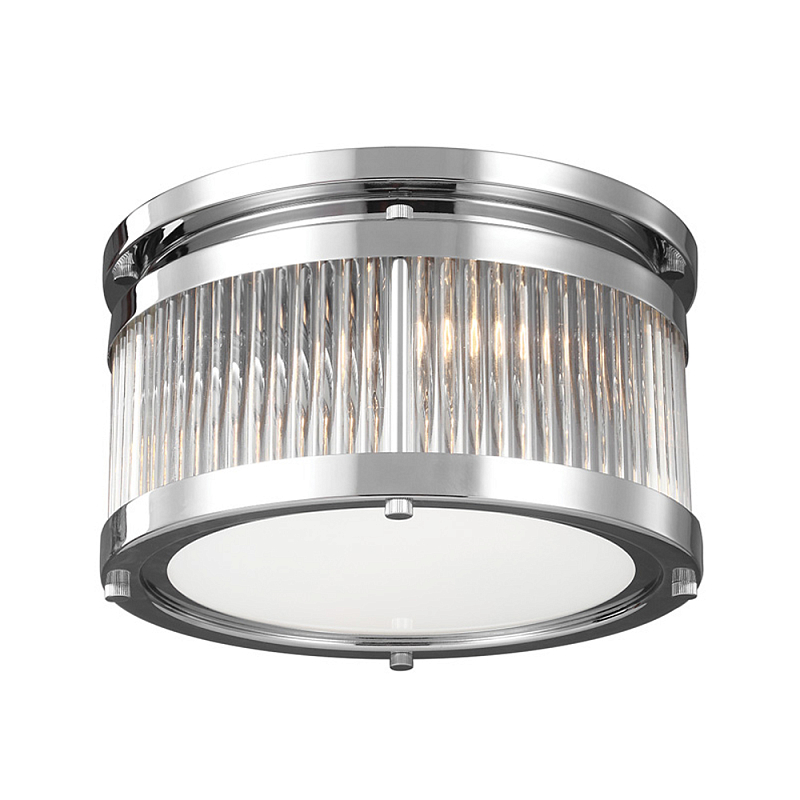 Потолочный светильник с цилиндрическим плафоном из рифленого прозрачного стекла Feiss Прозрачный Хром в Костроме | Loft Concept 