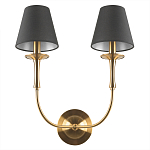 Бра с металлическим основанием бронзового цвета и 2-мя черными конусовидными абажурами Dignity варинант исполнения - 3 | Loft Concept в Костроме