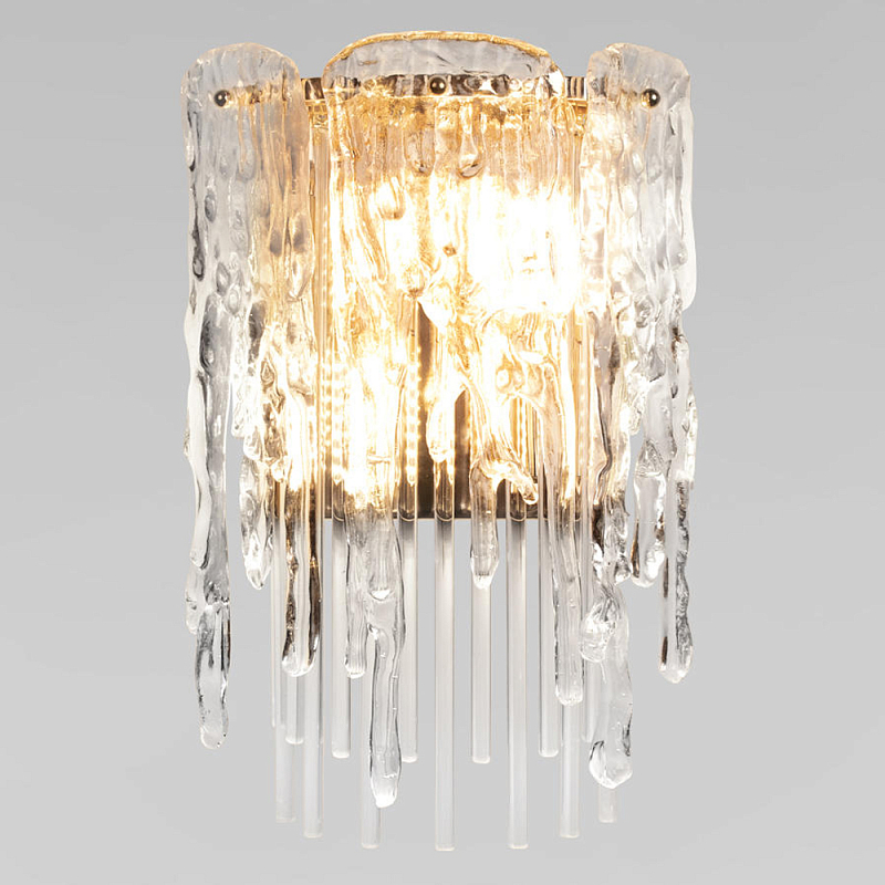 Бра с эффектом стекающего стекла и прозрачными трубками Textured Glass Прозрачное Стекло Золотой Бра с эффектом стекающего стекла и прозрачными трубками Textured Glass Прозрачное Стекло Золотой в Костроме | Loft Concept