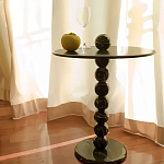 Дизайнерский журнальный стол с основанием в виде черных мраморных бусин Mybimus варинант исполнения - 1 | Loft Concept в Костроме