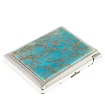 Портсигар на 20 сигарет с газовой зажигалкой из натурального камня Апатит Голубой Stone Cigarettes Cases варинант исполнения - 1 | Loft Concept в Костроме