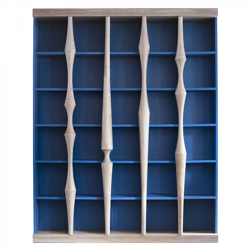 Стеллаж Oak Columns & Blue Светлый дуб Синий Стеллаж Oak Columns & Blue Светлый дуб Синий в Костроме | Loft Concept