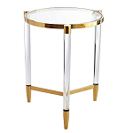 Золотой приставной столик с круглой стеклянной столешницей Weightless Table варинант исполнения - 3 | Loft Concept в Костроме