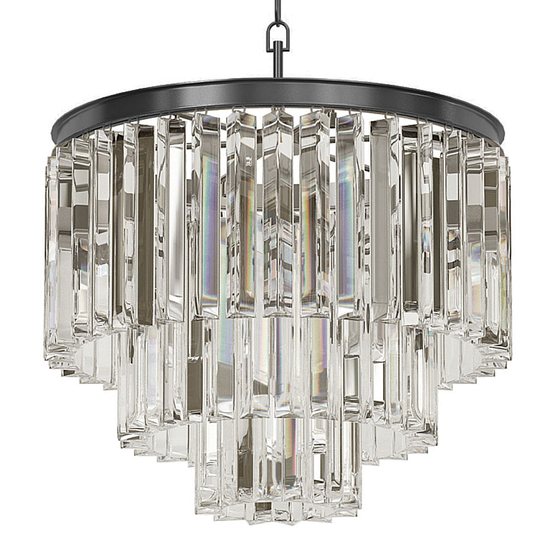 Люстра Odeon Clear Glass Fringe Chandelier - 3 rings Черный в Костроме | Loft Concept 