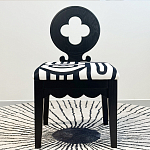 Дизайнерский стул с круглой деревянной спинкой Black and White Clover варинант исполнения - 2 | Loft Concept в Костроме