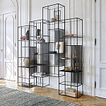 Стеллаж из металла и стекла Menzie Black Stripes Metal Rack варинант исполнения - 6 | Loft Concept в Костроме