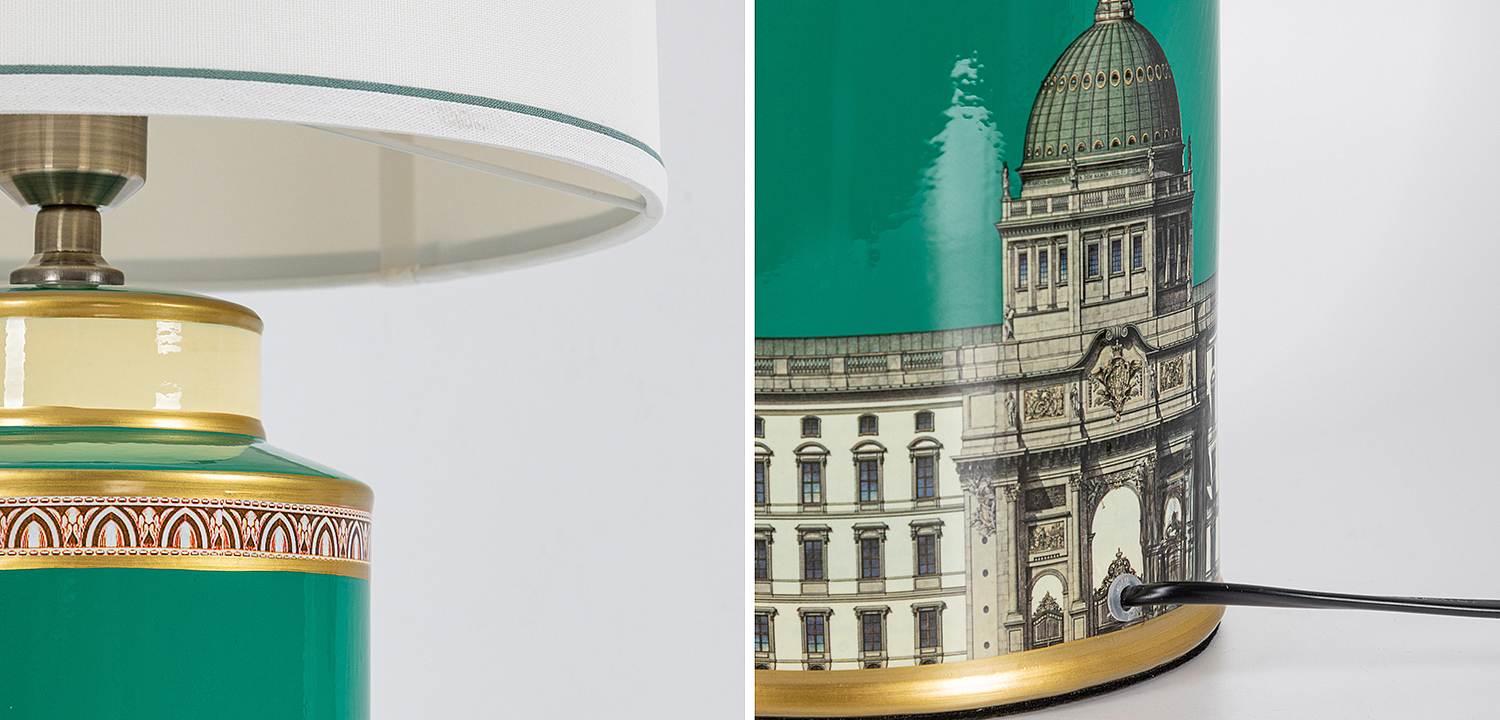Настольная лампа Old Town Green Lampshade Настольная лампа Old Town Green Lampshade - Loft-Concept в Костроме