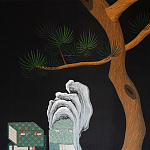 Обои ручная роспись The Art of Learning and Steps for the Flowers by Teo Yang Original colourway on Pitch dyed silk варинант исполнения - 2 | Loft Concept в Костроме