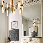 Люстра золотая с 16-ю тонкими цилиндрическими плафонами Shoulders варинант исполнения - 2 | Loft Concept в Костроме