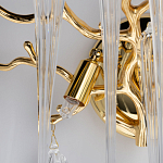 Бра золотого цвета с разветвленными ветвями и длинными прозрачными подвесками в форме стеклянных сосулек Droplet Chandelier варинант исполнения - 6 | Loft Concept в Костроме