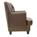 Кресло кожаное c мягкими подлокотниками на 4-х деревянных ножках из массива березы Joseph Armchair brown варинант исполнения - 1 | Loft Concept в Костроме