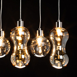 Люстра с 3-мя плафонами волнообразной формы цвета янтарь и 2-мя прозрачными шарообразными плафонами Lucid Rain  варинант исполнения - 5 | Loft Concept в Костроме